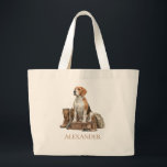 Vintage Style Watercolor Hunting Hound Dog Canvas Jumbo Stoffbeutel<br><div class="desc">This vintage style hunting dog design features a classic hound ready for a day in the woods.  This design is in rustic watercolor shades of creams and browns.  Personalize this large canvas tote bag with your choice of name or special text.</div>