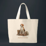 Vintage Style Watercolor Hunting Hound Dog Canvas Jumbo Stoffbeutel<br><div class="desc">This vintage style hunting dog design features a classic hound ready for a day in the woods.  This design is in rustic watercolor shades of creams and browns.  Personalize this large canvas tote bag with your choice of name or special text.</div>