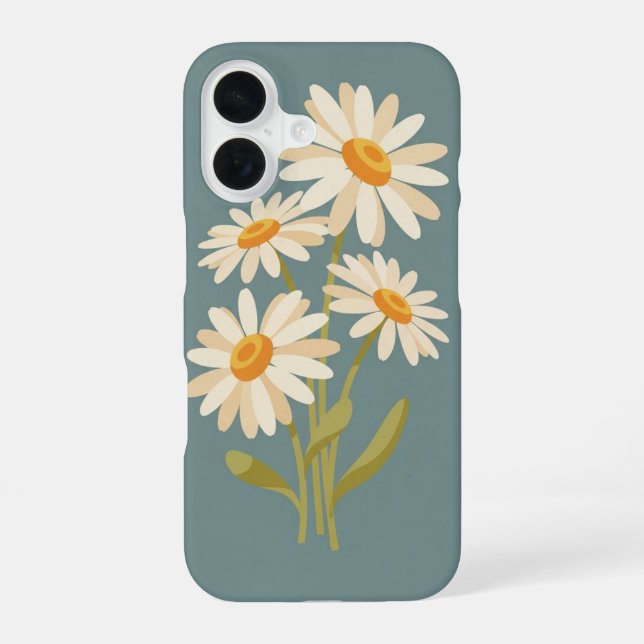 Vintage Stylized Daisies iPhone 16 Hülle (Rückseite)