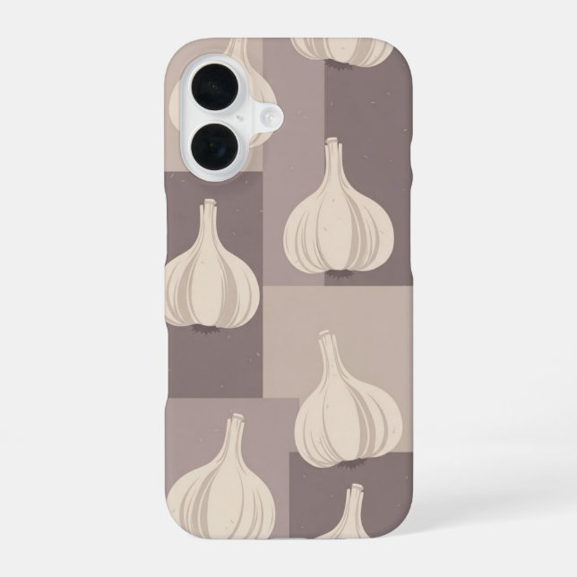 Vintage Stylized Garlic Pattern iPhone 16 Hülle (Rückseite)
