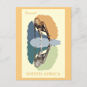 Vintage Südafrika Giraffe Wildtier Postkarte