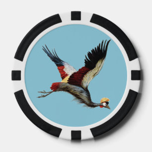 Vintage südafrikanischer Kronenkranich-Flugkunst Pokerchips
