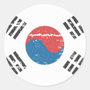 Vintage Südkorea-Flagge Runder Aufkleber