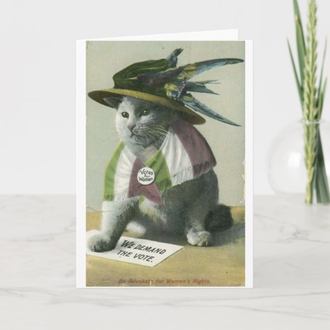 Vintage Suffragette Cat, Karte (Vorderseite)