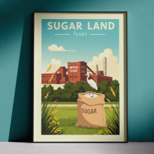 Vintage Sugar Land Texas Poster
