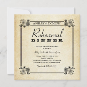 Vintage-Sukkulenten-Rahmen Hochzeitsprobe-Dinner Einladung