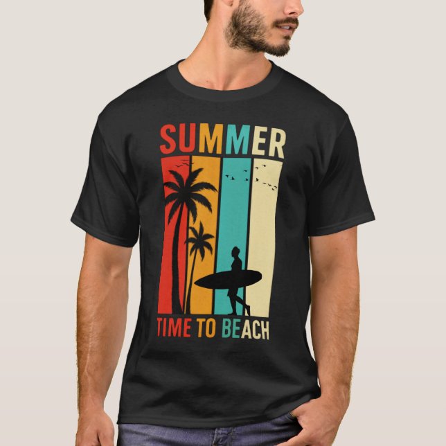 Vintage Summer Surfer Palm Beach Vibes T-Shirt (Vorderseite)
