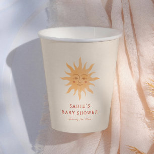 Vintage Sun Boho Babyparty Sonnenschein Pappbecher
