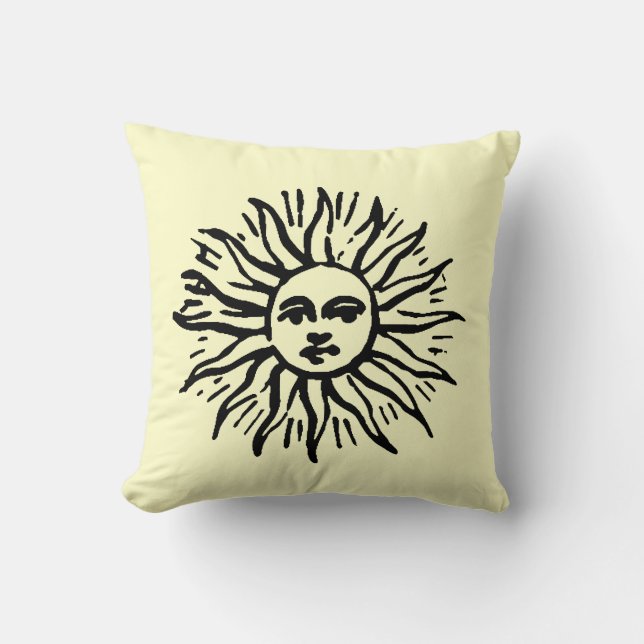 Vintage Sun-Illustrations-kundenspezifisches Kissen (Vorderseite)