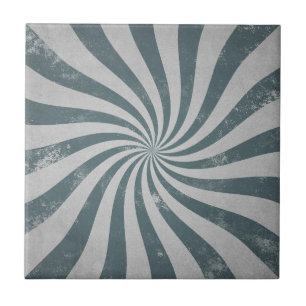 Vintage Sunburst Gray Distressed Wavy Lines Retro Fliese