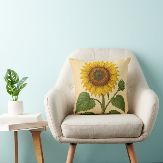 Vintage sunflower on weathered paper kissen (Stuhl )
