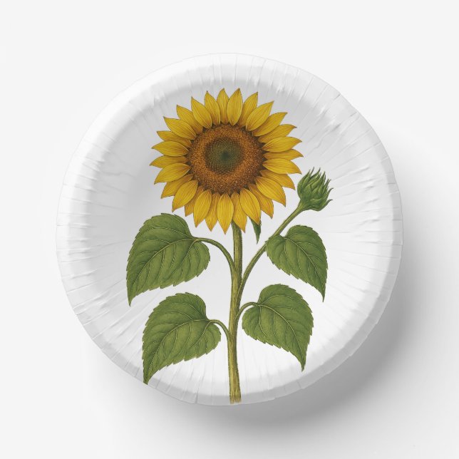 Vintage Sunflower Pappteller (Vorderseite)