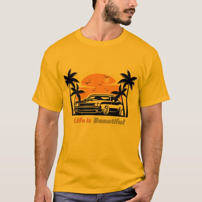 Vintage Sunset Car T-Shirt (Vorderseite)