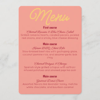 Vintage Sunset Retro Food And Drinks Menu Einladung