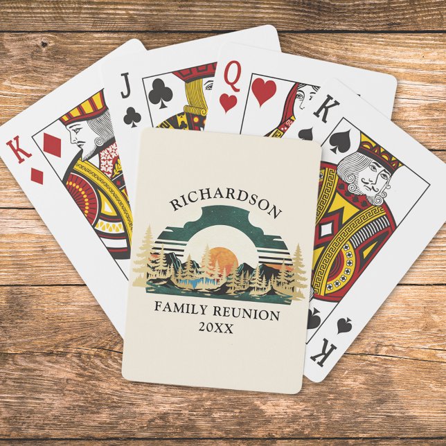 Vintage Sunset Summer Camping Family Wiedersehen G Spielkarten (Von Creator hochgeladen)