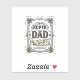 Vintage Super Dad Best Dad Ever T-Shirt Design_1 Aufkleber