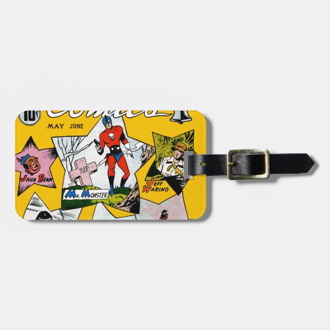 Vintage Superhelden-Comic Gepäckanhänger (Vorderseite horizontal)