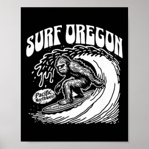 Vintage Surf Oregon Surfen Sasquatch Surfer  Poster