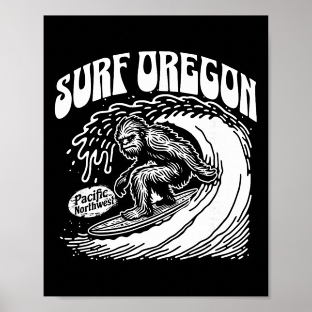 Vintage Surf Oregon Surfing Sasquatch Surfer  Poster (Vorne)