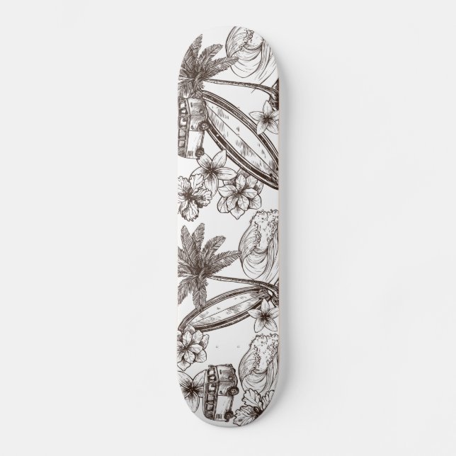 Vintage Surf Van Palms Surfboard Hawaiian Skateboard (Vorderseite)