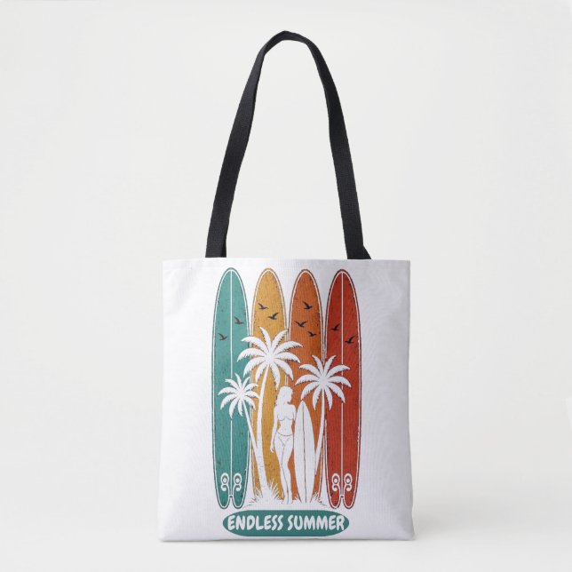Vintage-Surfbrett Endless-Sommer-Ästhetik  Tasche (Vorderseite)