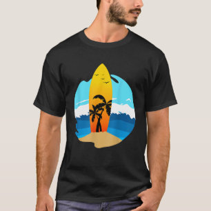 Vintage-Surfbrett I Kalifornien-Strand-Welle-Palm T-Shirt