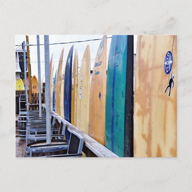 Vintage Surfbretter am Strand von Montauk Postkarte (Vorderseite)