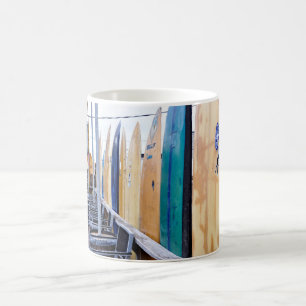 Vintage Surfbretter auf Montauk Strand Kaffeetasse
