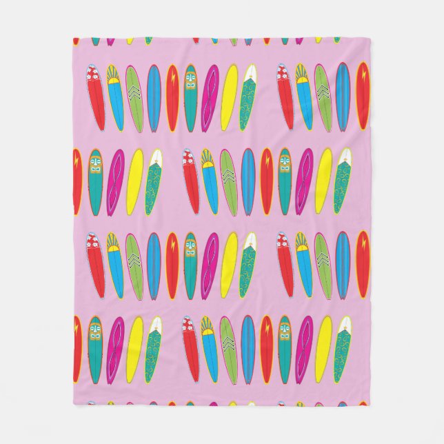 Vintage Surfbretter Fleecedecke (Vorderseite)