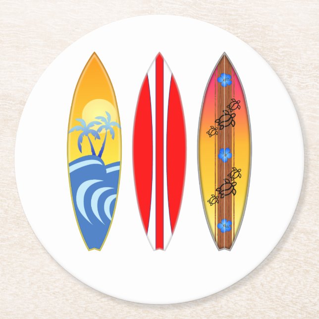 Vintage Surfbretter Runder Pappuntersetzer (Vorderseite)