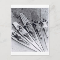 Vintage-Surfdamen Many Beach Australia Postkarte