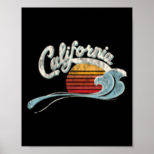 Vintage Surfer - Grafik-Sonnenuntergang der 70er - Poster
