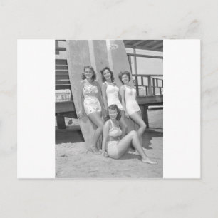 vintage Surferinnen Postkarte