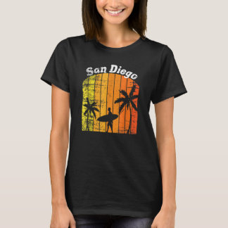 Vintage Surfing Human goes past Palm Trees with a T-Shirt