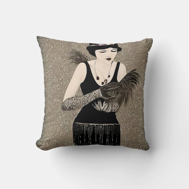 Vintage Surreal Art Deco Frau 10 Kissen (Vorderseite)