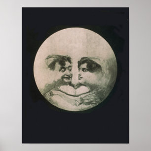 Vintage surreale Mondillustration Poster