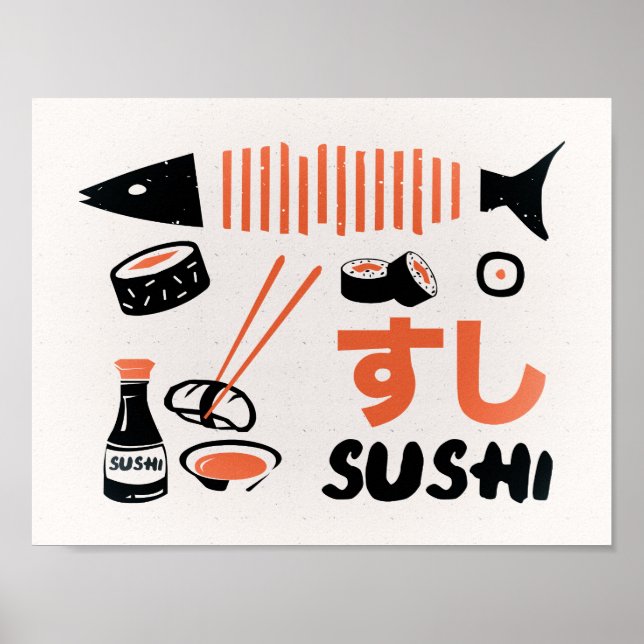Vintage sushi kitchen sign poster (Vorne)