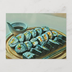 Vintage-Sushi-Kunstwerk Postkarte