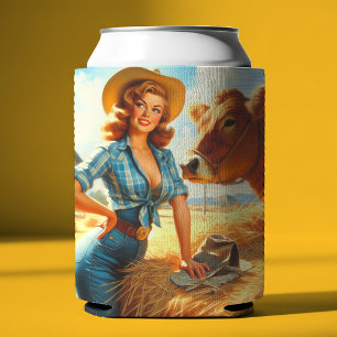 Vintage süße Cowgirl Pin-up Dosenkühler