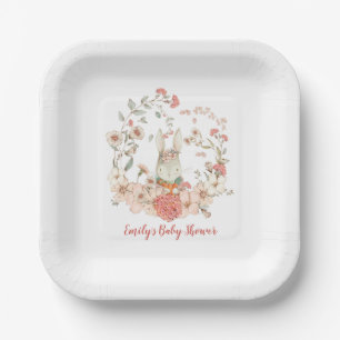 Vintage Süße Häschen Blumen Mädchen Baby-Party Pappteller