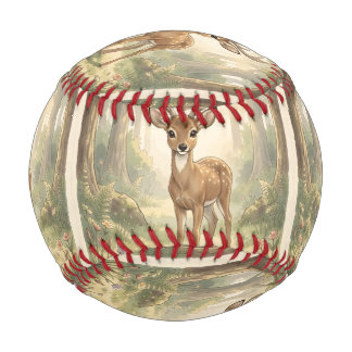 Vintage süße Hirsche im Wald Baseball