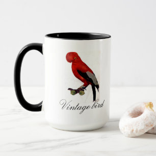 Vintage Süße Rote Helle Farbige Vögel und Blätter Tasse