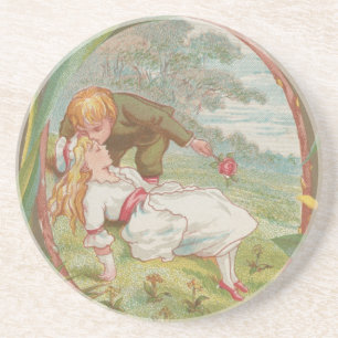 Vintage süße unschuldige Valentinstagskarte, Kate  Getränkeuntersetzer