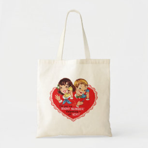 Vintage Süße Valentins-Girl und Boy Budget Tragetasche