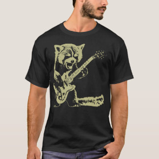 Vintage Süßer Roter Panda spielt Gitarre Rock And T-Shirt