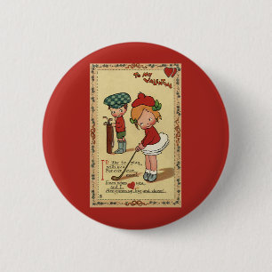 Vintage Süßer Valentinstag, Kindersport Golf Button