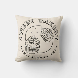 Vintage Süßigkeiten-Bäckerei-Logo Kissen
