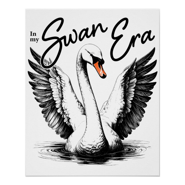 Vintage Swan Ära Black Print Poster (Vorderseite)