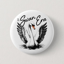Vintage Swan Era Black Print Button