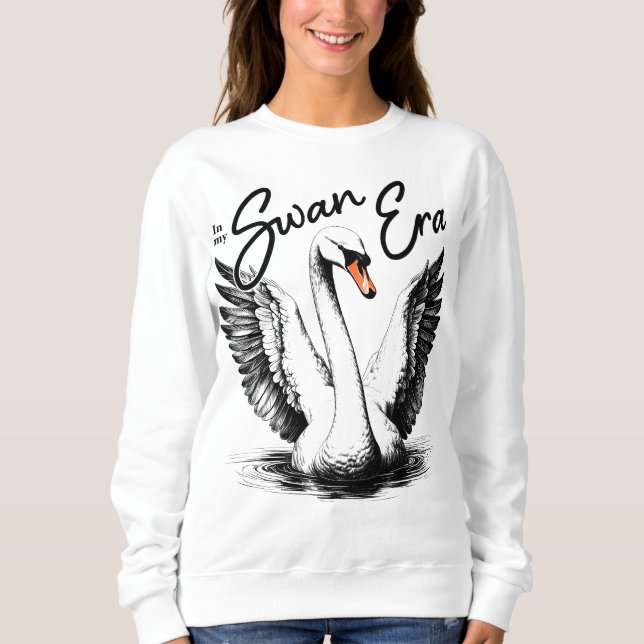 Vintage Swan Era Black Print Sweatshirt (Vorderseite)